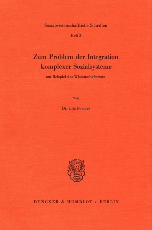 Produktbild: Zum Problem der Integration komplexer Sozialsysteme