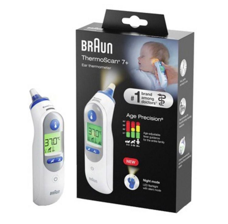 Produktbild: Braun ThermoScan 7+, IRT6525WE Infrarot Fieberthermometer Vorgew&auml;rmte Me&szlig;spitze