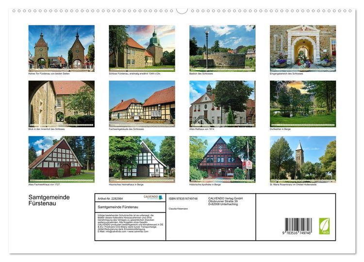Produktbild: Samtgemeinde F&uuml;rstenau (hochwertiger Premium Wandkalender 2027 DIN A2 quer), Kunstdruck in Hochglanz