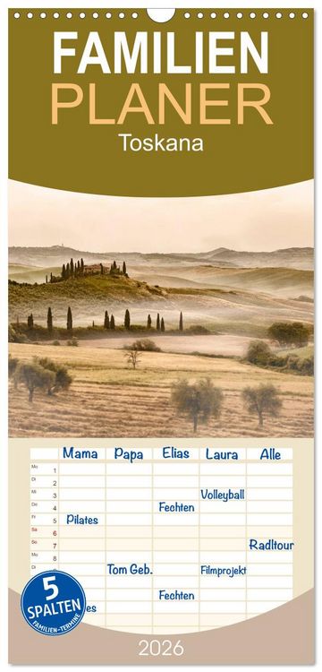 Produktbild: Familienplaner 2026 - Toskana 2026 mit 5 Spalten (Wandkalender, 21 x 45 cm) CALVENDO