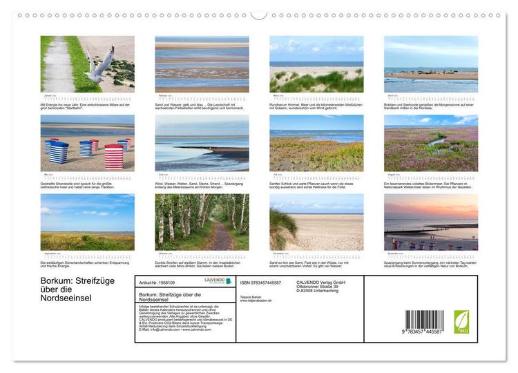 Produktbild: Borkum: Streifz&uuml;ge &uuml;ber die Nordseeinsel (hochwertiger Premium Wandkalender 2026 DIN A2 quer), Kunstdruck in Hochglanz