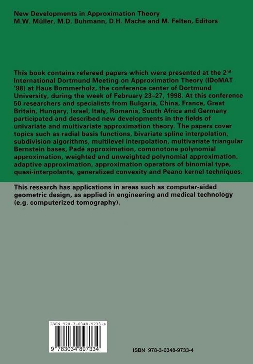 Produktbild: New Developments in Approximation Theory