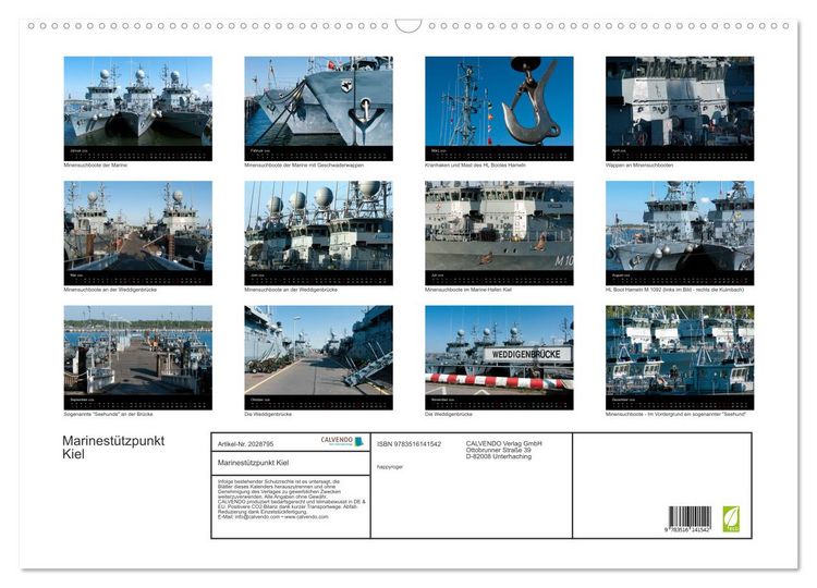Produktbild: Marinest&uuml;tzpunkt Kiel (Wandkalender 2026 DIN A2 quer), CALVENDO Monatskalender