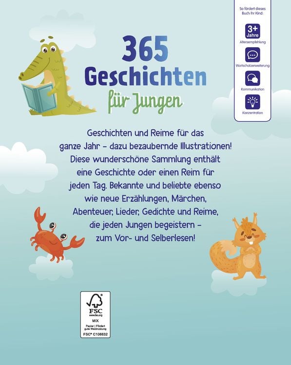 Produktbild: 365 Geschichten für Jungen | Vorlesebuch für Kinder ab 3 Jahren