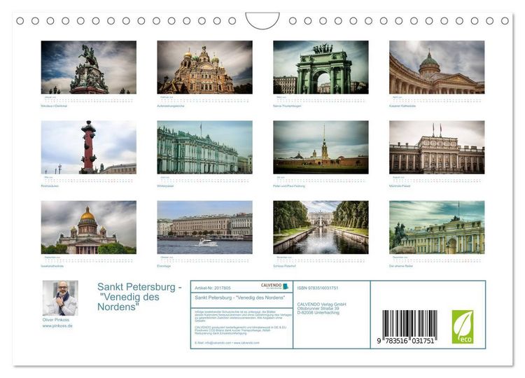Produktbild: Sankt Petersburg - "Venedig des Nordens" (Wandkalender 2026 DIN A4 quer), CALVENDO Monatskalender