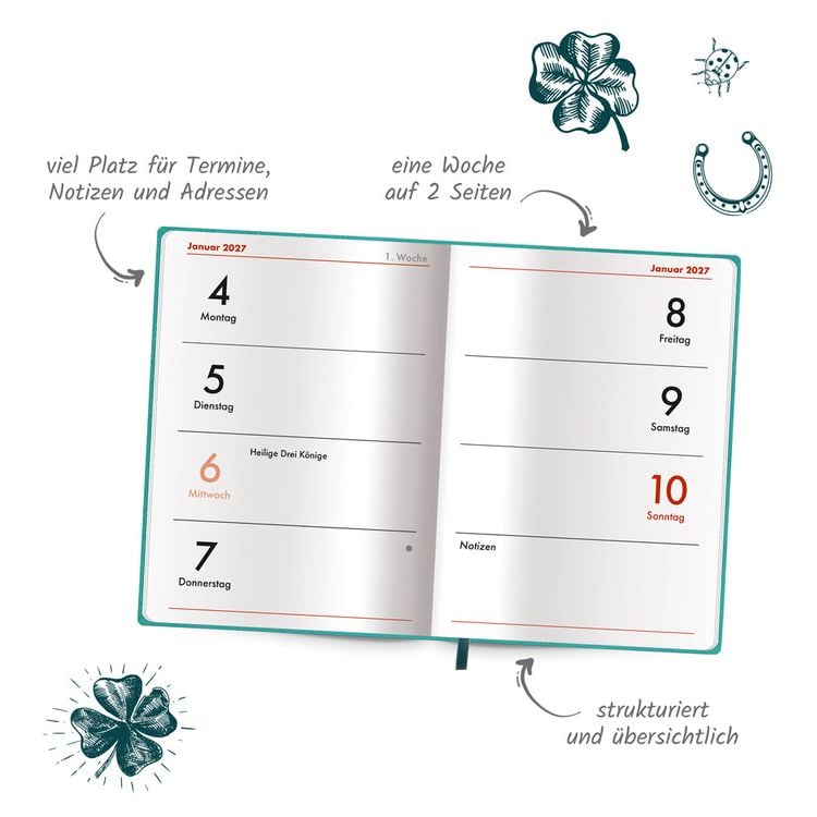 Produktbild: TR&Ouml;TSCH - Taschenkalender A7 Soft Touch Gl&uuml;ck 2027