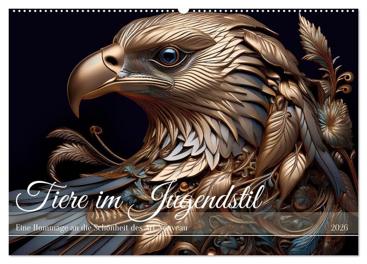 Produktbild: Tiere im Jugendstil - Eine Hommage an die Sch&ouml;nheit des Art Nouveau (Wandkalender 2026 DIN A2 quer), CALVENDO Monatskalender