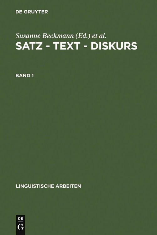 Produktbild: Satz - Text - Diskurs. Band 1