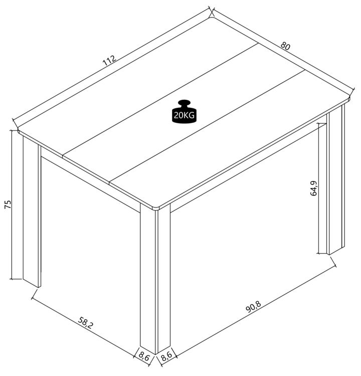 Produktbild: Esstisch K&uuml;chentisch B. 115 x T. 80 cm Disalo