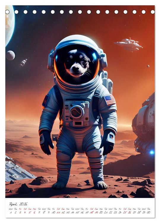 Produktbild: Chihuahua Adventure in Space (Desk Calendar 2026 DIN A5 portrait), CALVENDO 12 Month DeskCalendar