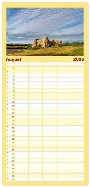Produktbild: Familienplaner 2026 - Gro&szlig;britannien - Wales mit 5 Spalten (Wandkalender, 21 x 45 cm) CALVENDO