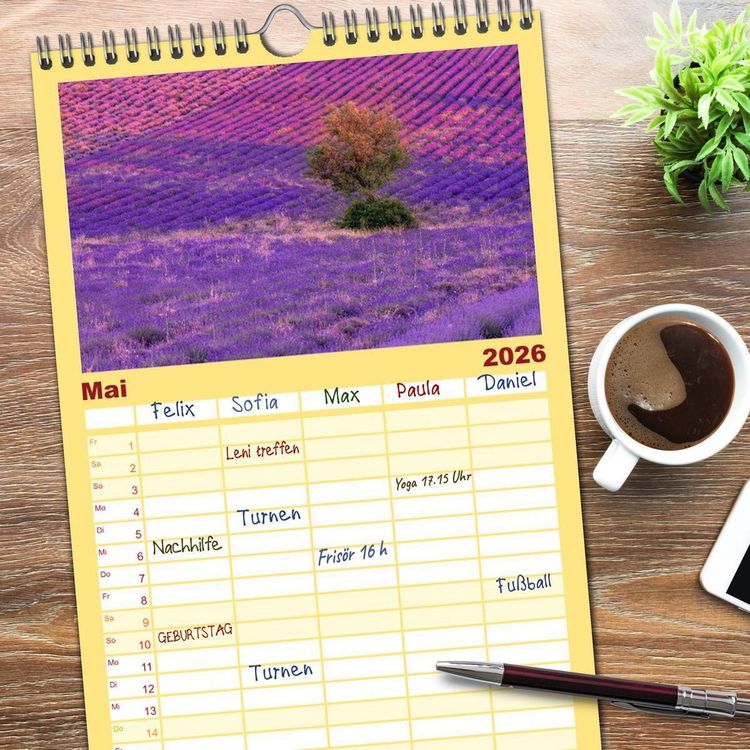 Produktbild: Familienplaner 2026 - Provence, Lavendelzeit in S&uuml;dfrankreich mit 5 Spalten (Wandkalender, 21 x 45 cm) CALVENDO