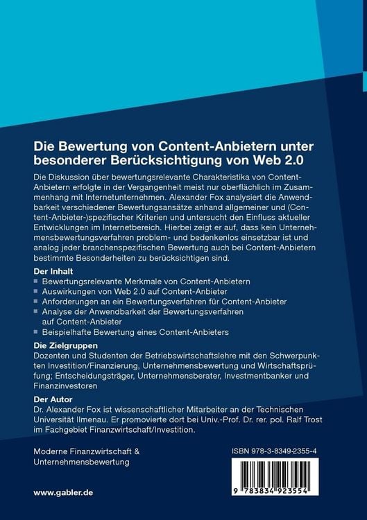 Produktbild: Die Bewertung von Content-Anbietern unter besonderer Ber&uuml;cksichtigung von Web 2.0