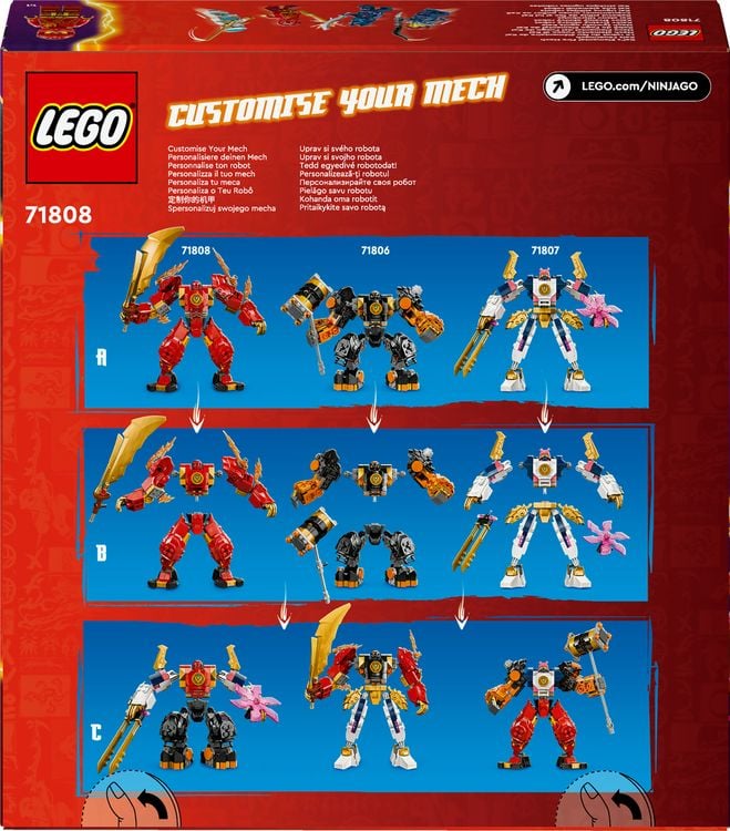 LEGO NINJAGO 71808 Kais Feuermech, Action-Spielzeug mit 2 Actionfiguren