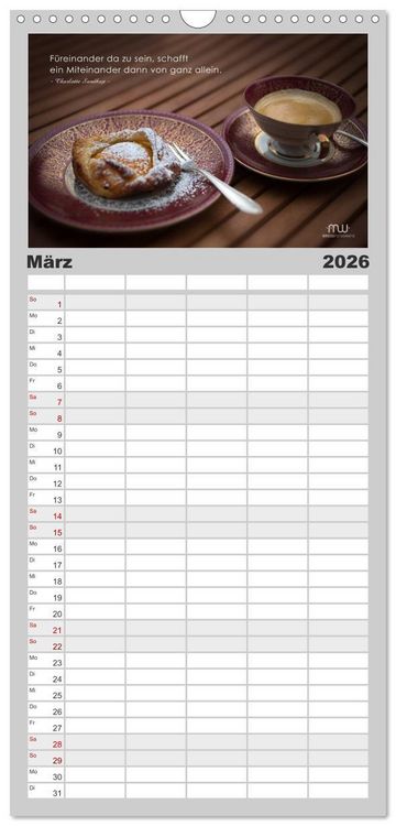Produktbild: Familienplaner 2026 - Gedanken... Bildkalender mit Spr&uuml;chen mit 5 Spalten (Wandkalender, 21 x 45 cm) CALVENDO