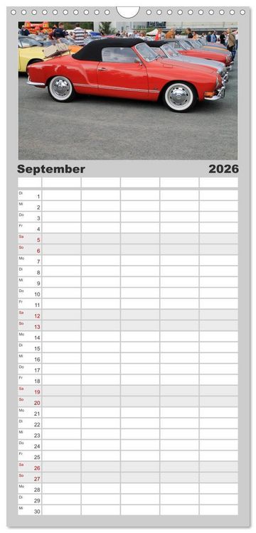Produktbild: Familienplaner 2026 - Eine Legende lebt. Der Karmann-Ghia mit 5 Spalten (Wandkalender, 21 x 45 cm) CALVENDO
