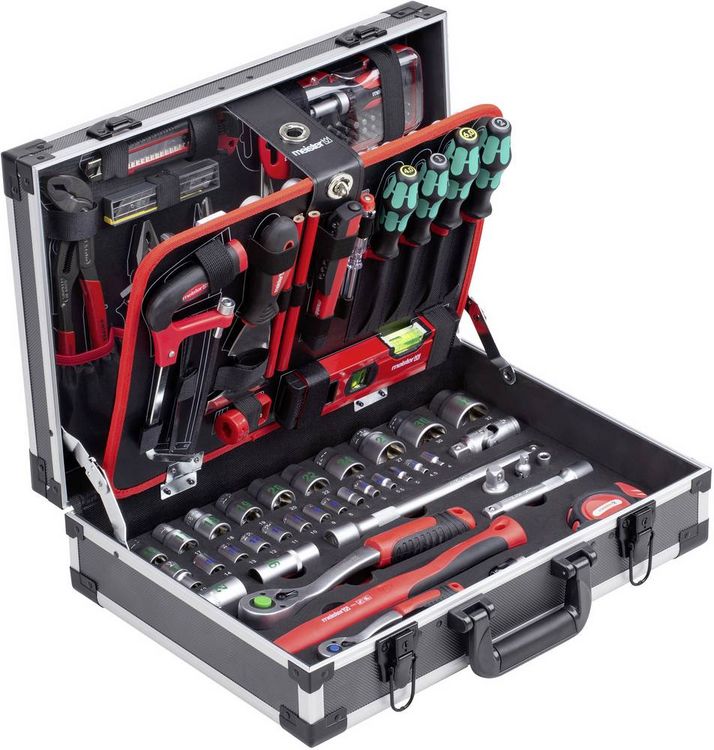 Produktbild: Meister Werkzeuge WU8973750 Universal Werkzeugkoffer best&uuml;ckt 131teilig (L x B x H) 460 x 320 x 140 mm