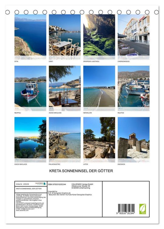 Produktbild: KRETA SONNENINSEL DER G&Ouml;TTER (Tischkalender 2026 DIN A5 hoch), CALVENDO Monatskalender