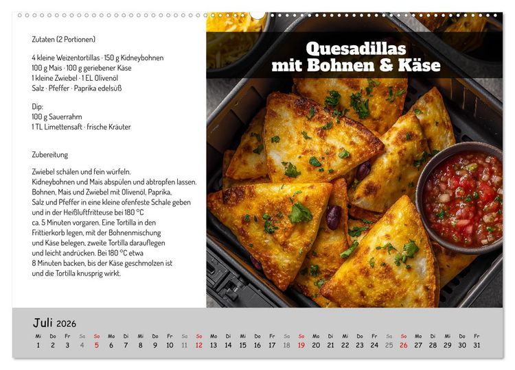 Produktbild: Rezepte f&uuml;r die Hei&szlig;luftfritteuse - vegetarisch, schnell und einfach (hochwertiger Premium Wandkalender 2026 DIN A2 quer), Kunstdruck in Hochglanz