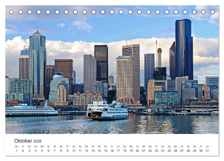 Produktbild: Gro&szlig;e und kleine Schiffe im Seehafen Seattle (Tischkalender 2026 DIN A5 quer), CALVENDO Monatskalender