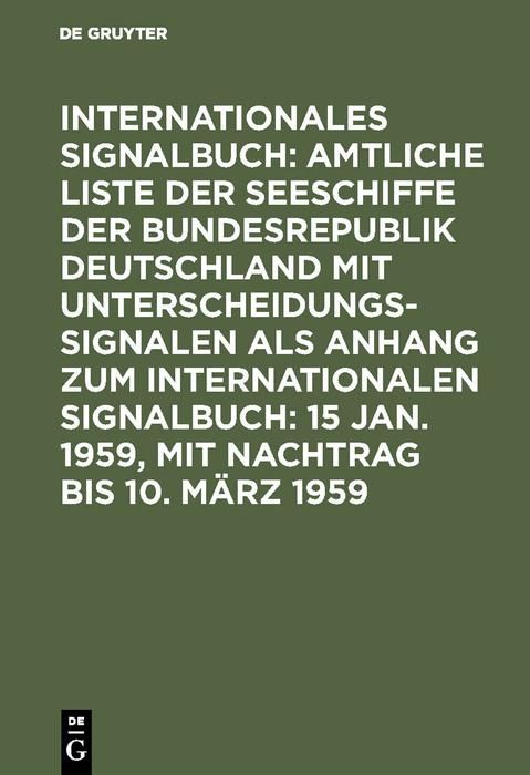 Produktbild: 15 Jan. 1959, mit Nachtrag bis 10. M&auml;rz 1959