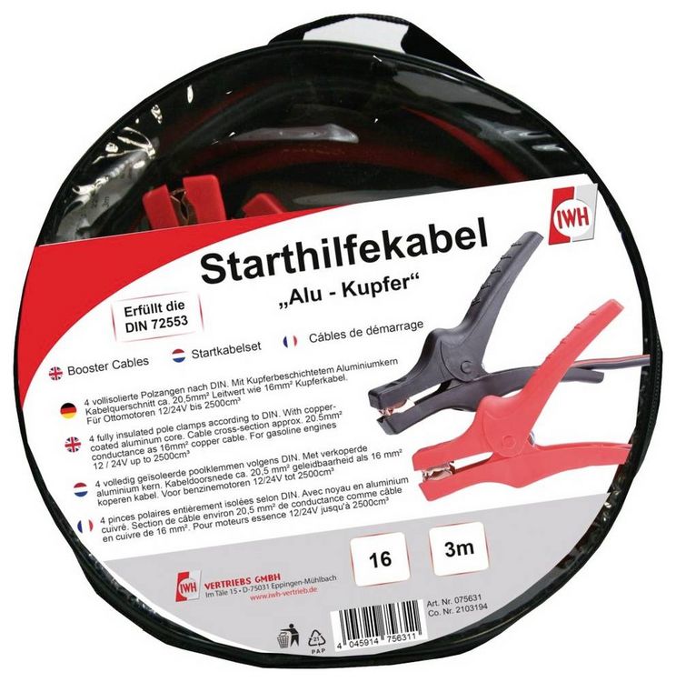 Produktbild: IWH 075635 Starthilfekabel 40.0mm&sup2; Aluminium (kupferbeschichtet) 4.50m