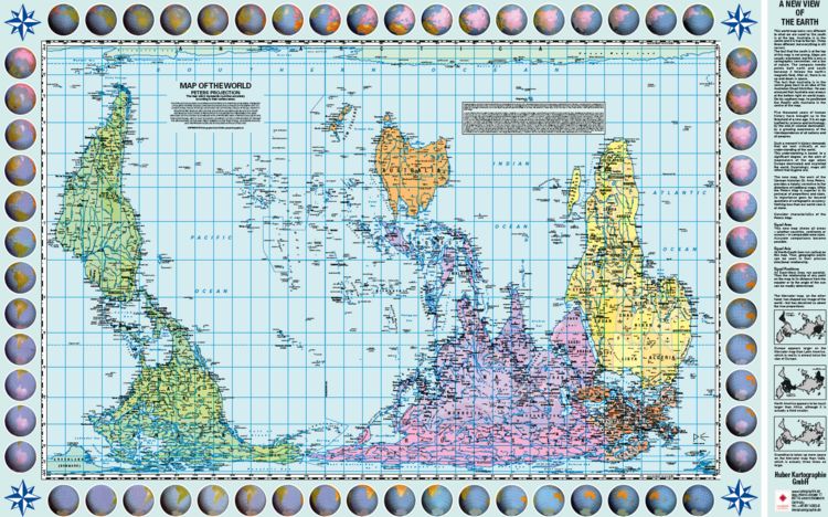 Produktbild: Weltkarte Petersprojektion, Up-side-down Englisch, 130x82cm