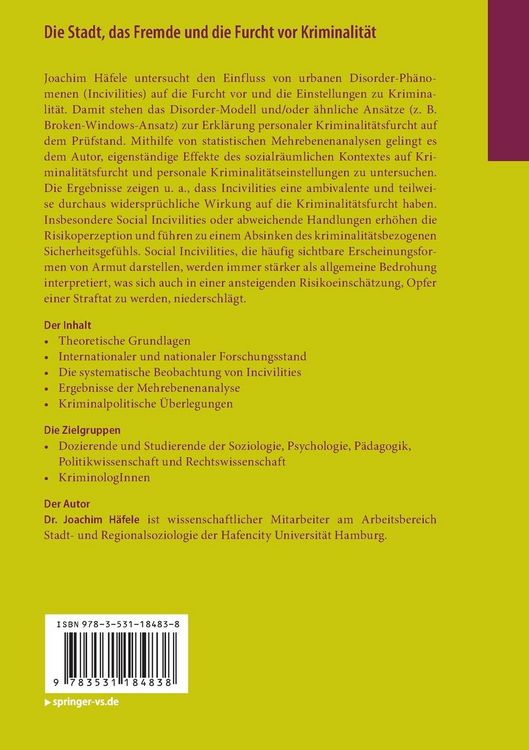 Produktbild: Die Stadt, das Fremde und die Furcht vor Kriminalit&auml;t