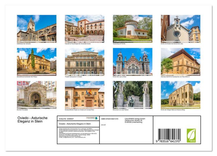 Produktbild: Oviedo - Asturische Eleganz in Stein (Wandkalender 2026 DIN A4 quer), CALVENDO Monatskalender