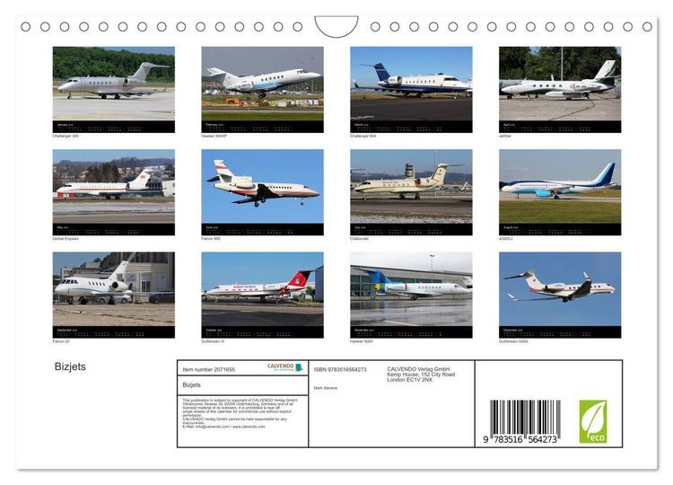 Produktbild: Bizjets (Wall Calendar 2026 DIN A4 landscape), CALVENDO 12 Month Wall Calendar