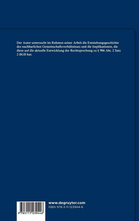 Produktbild: Das nachbarliche Gemeinschaftsverh&auml;ltnis und &sect; 906 BGB