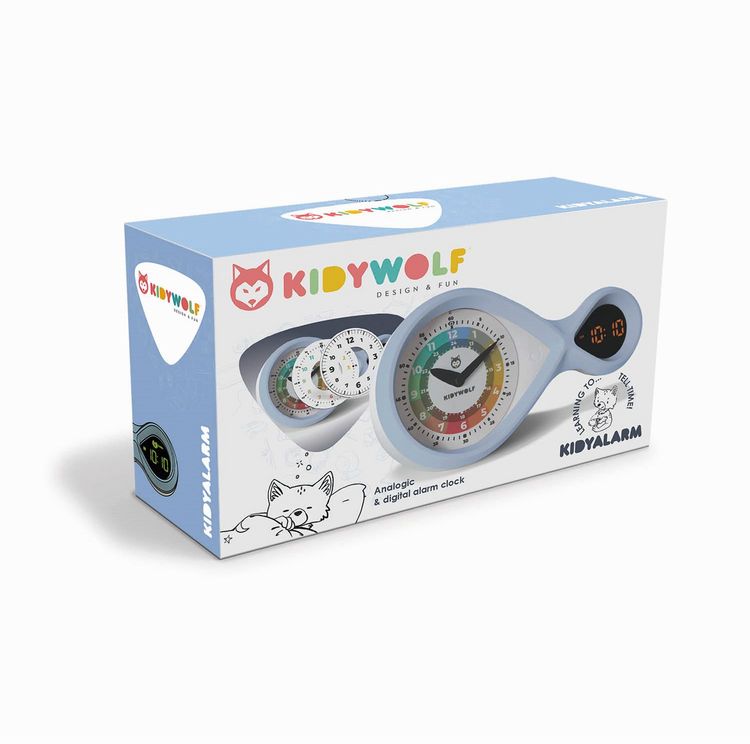 Produktbild: KIDYWOLF - Analoger & digitaler Wecker hellblau