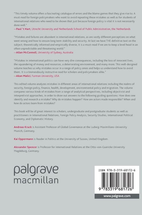 Produktbild: Political Mistakes and Policy Failures in International Relations