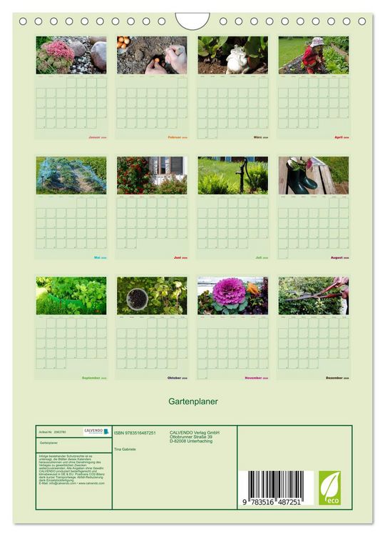 Produktbild: Gartenplaner (Wandkalender 2026 DIN A4 hoch), CALVENDO Monatskalender