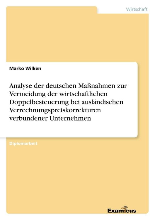 Produktbild: Analyse der deutschen Massnahmen zur Vermeidung der wirtschaftlichen Doppelbeste