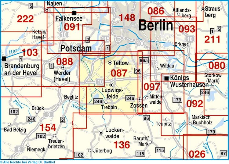 Produktbild: S&uuml;dliches Berlin - Teltow, Ludwigsfelde und Umgebung 1 : 35 000. Radwander- und Wanderkarte