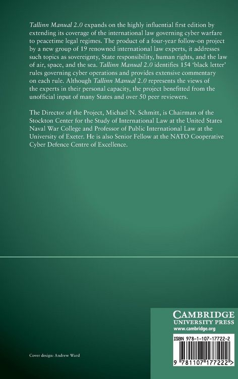 Produktbild: Tallinn Manual 2.0 on the International Law Applicable to Cyber Operations