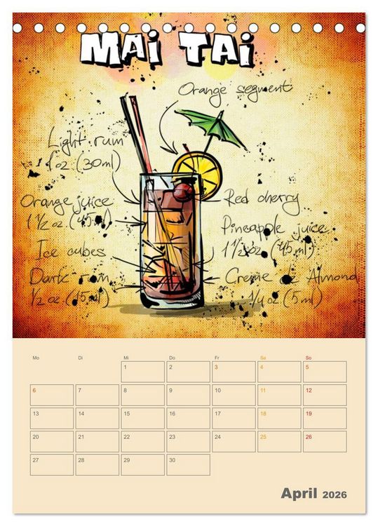 Produktbild: Coole Cocktails (Tischkalender 2026 DIN A5 hoch), CALVENDO Monatskalender