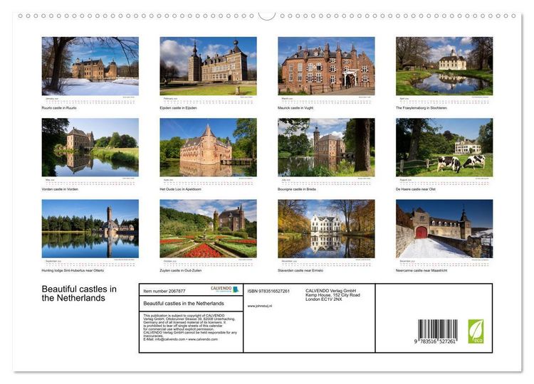 Produktbild: Beautiful castles in the Netherlands (High Quality Premium Wall Calendar 2026 DIN A2 landscape),CALVENDO 12 Month Wall Calendar
