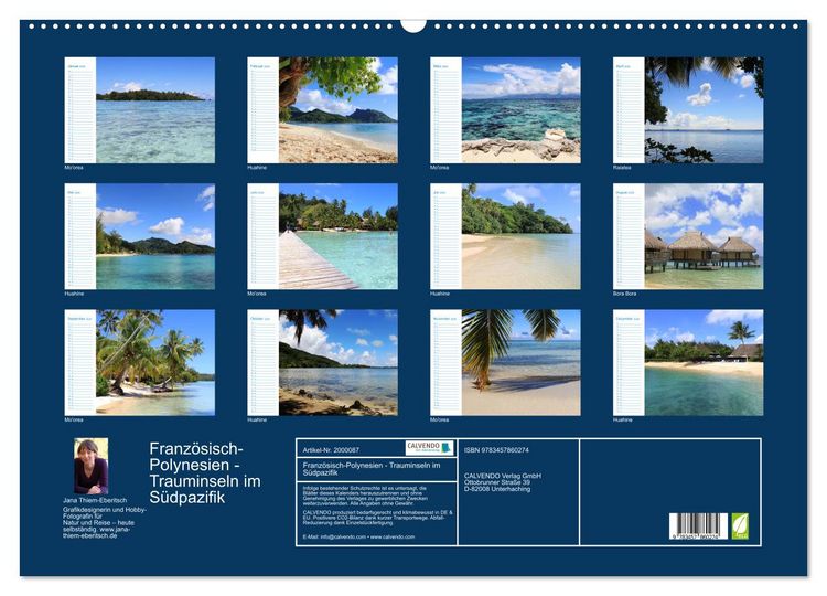 Produktbild: Franz&ouml;sisch-Polynesien - Trauminseln im S&uuml;dpazifik (Wandkalender 2026 DIN A2 quer), CALVENDO Monatskalender