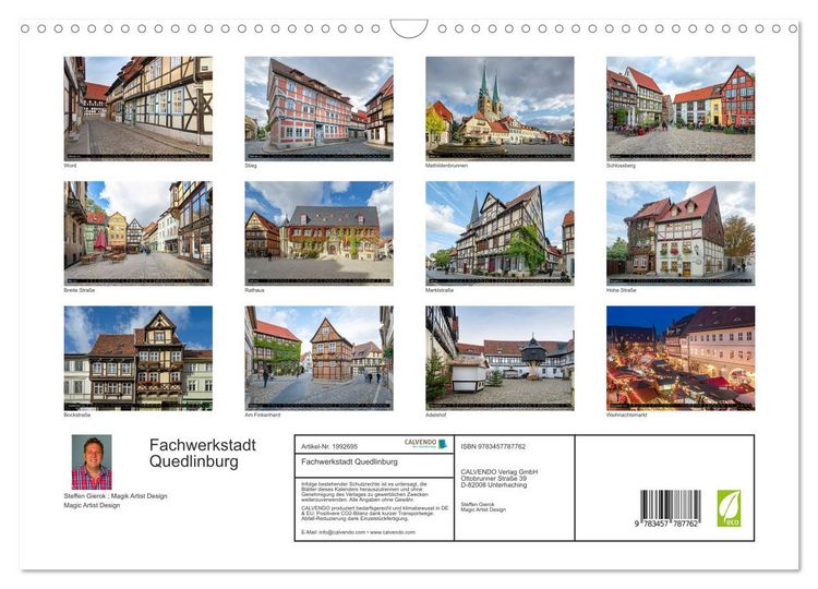Produktbild: Fachwerkstadt Quedlinburg (Wandkalender 2026 DIN A3 quer), CALVENDO Monatskalender