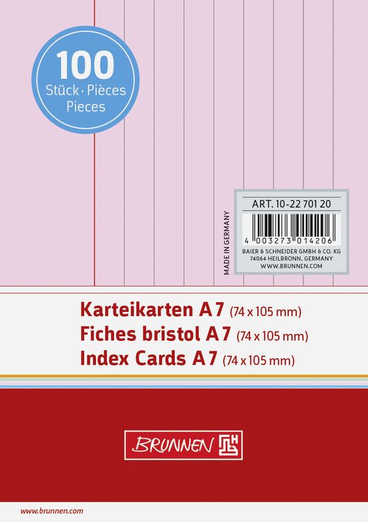 Produktbild: Brunnen Karteikarte A7 lin rt 100St