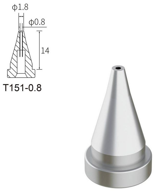 Produktbild: Atten T151-0.8 Entl&ouml;tspitze Spitzen-Gr&ouml;&szlig;e 0.8mm Spitzen-L&auml;nge 17mm Inhalt 1St.