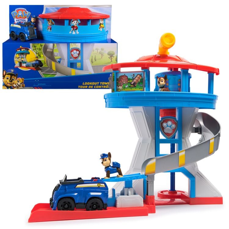 Produktbild: PAW Patrol - Lookout Tower, &uuml;ber 50 cm hoch, Hauptquartier Spielset mit 1 Basis Polizei-Fahrzeug, 2 Chase Figuren und Zubeh&ouml;r