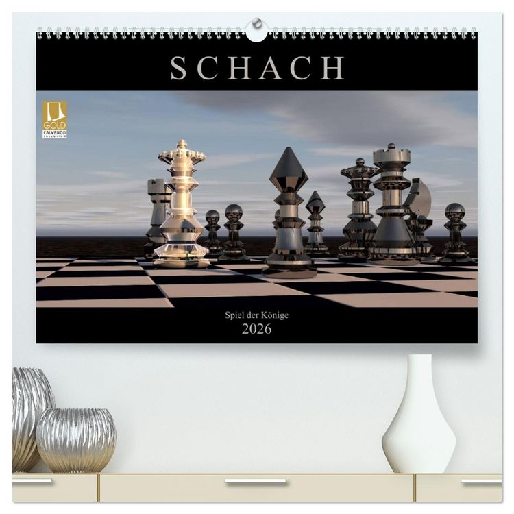 Produktbild: SCHACH - Spiel der K&ouml;nige (hochwertiger Premium Wandkalender 2026 DIN A2 quer), Kunstdruck in Hochglanz