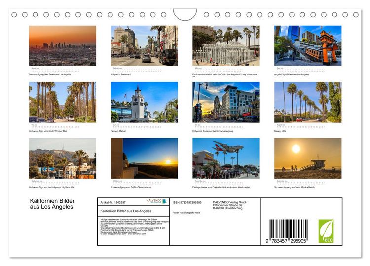 Produktbild: Kalifornien Bilder aus Los Angeles (Wandkalender 2026 DIN A4 quer), CALVENDO Monatskalender