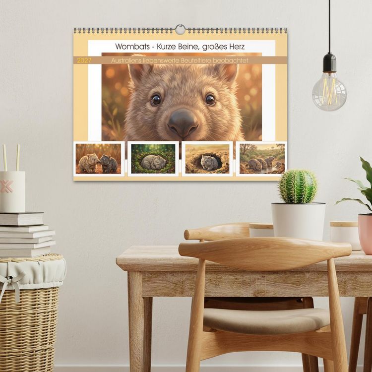 Produktbild: Wombats - Kurze Beine, gro&szlig;es Herz (Wandkalender 2027 DIN A3 quer), CALVENDO Monatskalender
