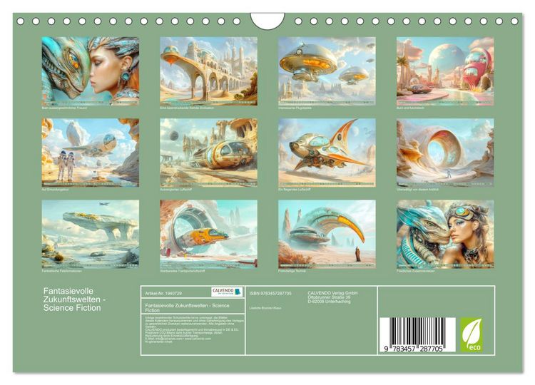 Produktbild: Fantasievolle Zukunftswelten - Science Fiction (Wandkalender 2026 DIN A4 quer), CALVENDO Monatskalender