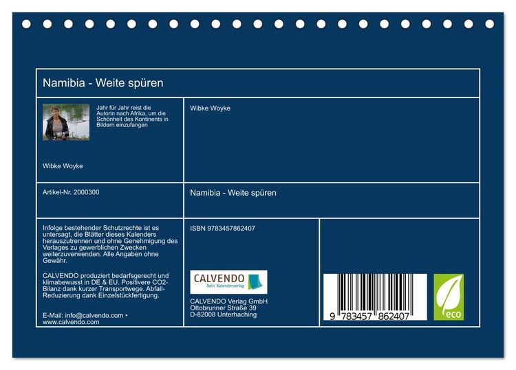 Produktbild: Namibia - Weite sp&uuml;ren (Tischkalender 2026 DIN A5 quer), CALVENDO Monatskalender