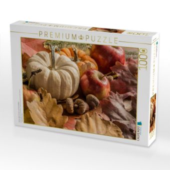 Produktbild: CALVENDO Puzzle K&uuml;rbis, &Auml;pfel, Eicheln und Herbstbl&auml;tter | 1000 Teile Lege-Gr&ouml;&szlig;e 64x48cm Foto-Puzzle f&uuml;r gl&uuml;ckliche Stunden
